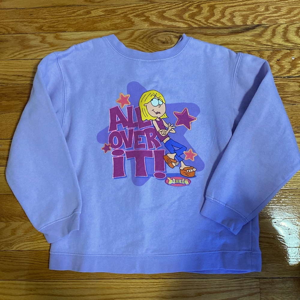 Vintage Disney Store Girl's Purple All Over It Lizzie McGuire Sweatshirt Size M
